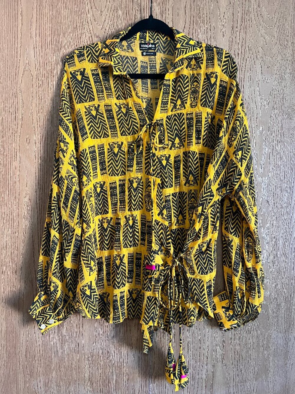 Masaba Gupta One of a Kind Tribal Print Shirt Mustard Yellow Size M
